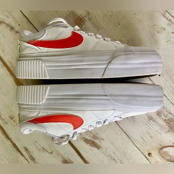 NIKE Court Legacy Lift sneakers orange coral swoosh women's sz 7 EUC streetwear - Picture 11 of 14